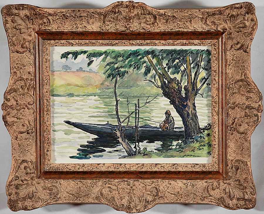 Pêcheur sur la Cure - Paulémile Pissarro (1884 - 1972)
